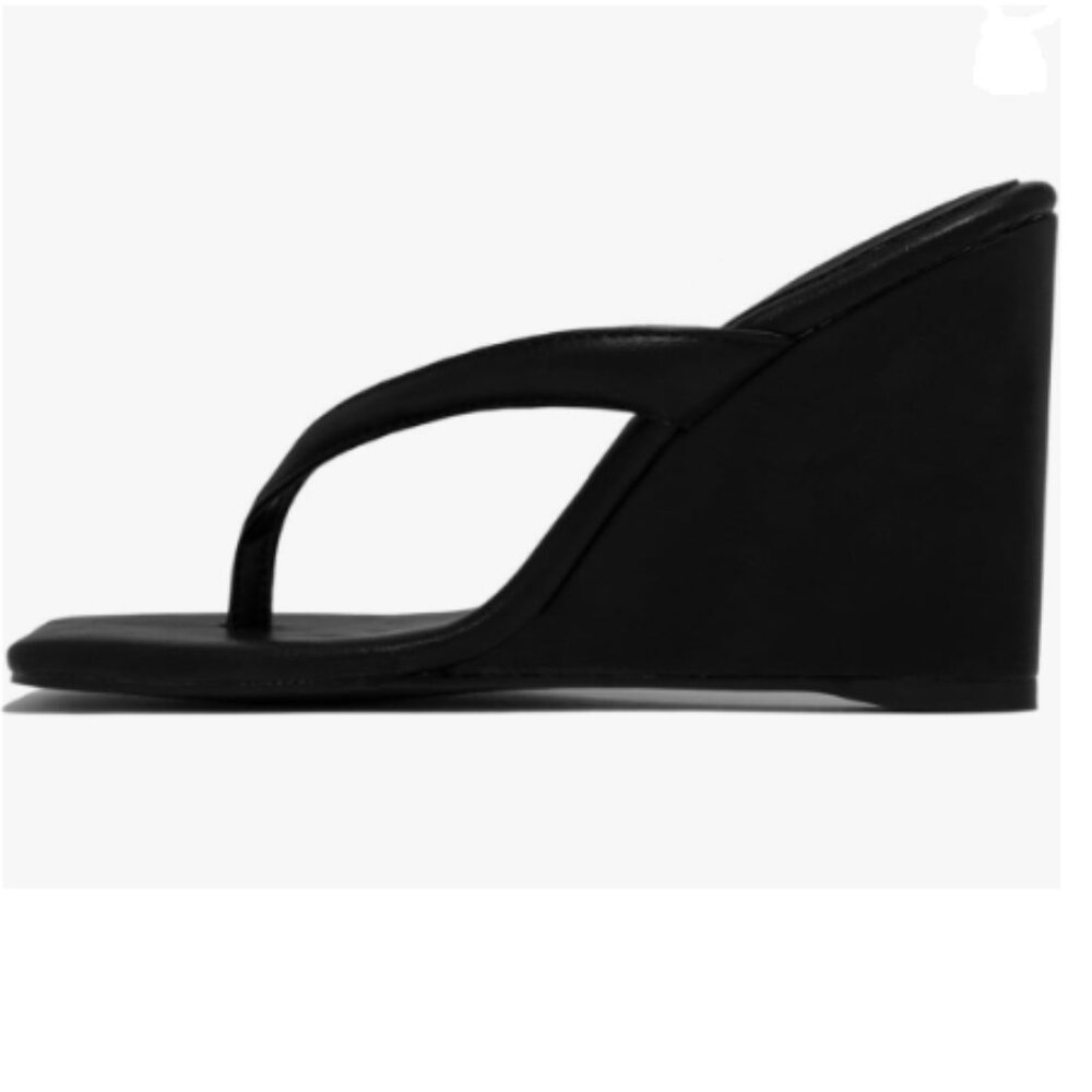 Wedge Thong Sandals for Women - Black